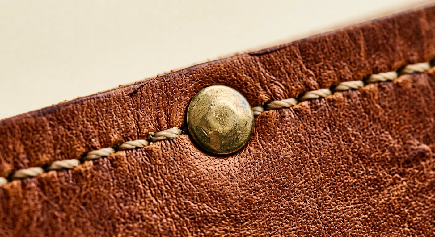 Illustrative close-up of leather stitching